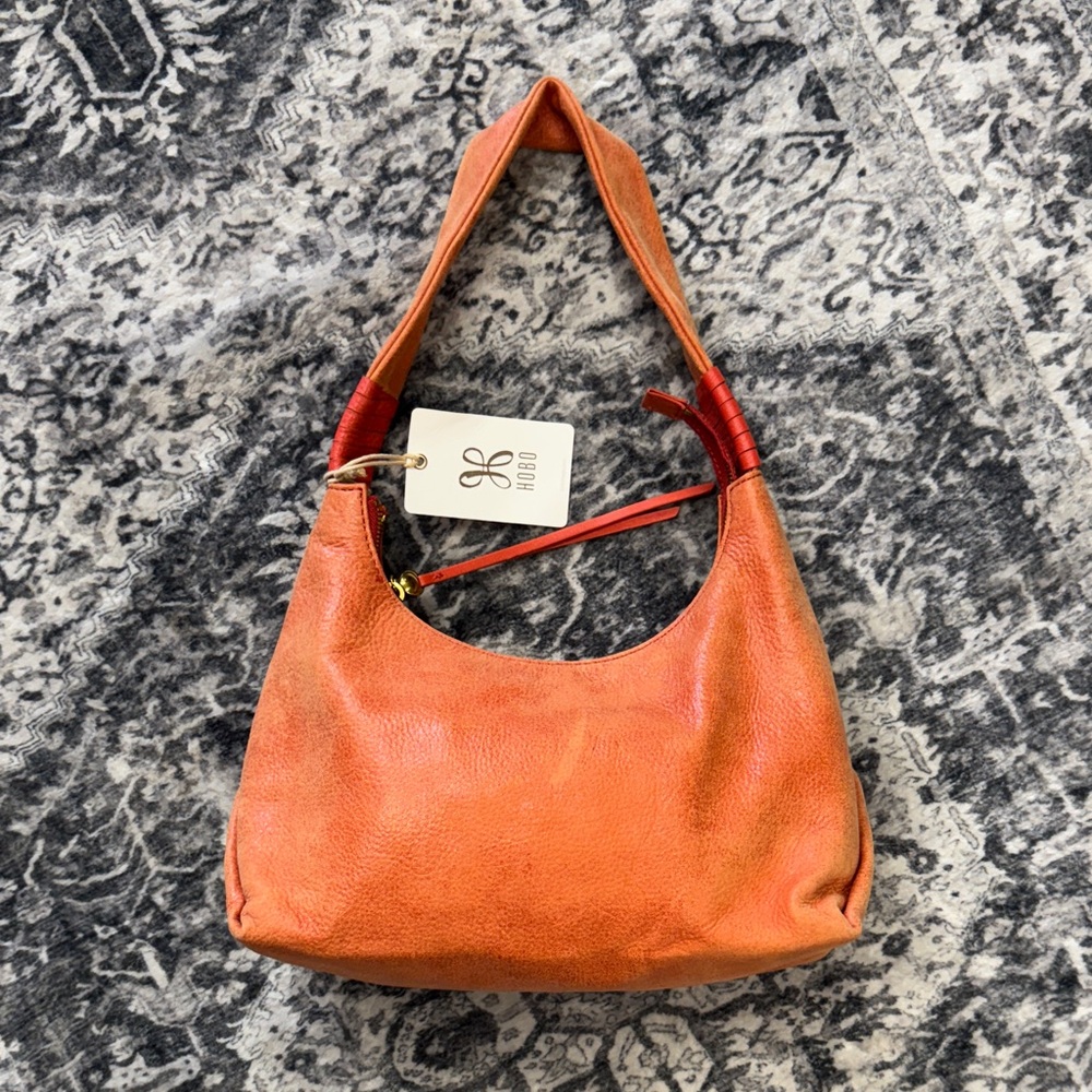 HOBO Vibrant Orange Leather Hobo Bag